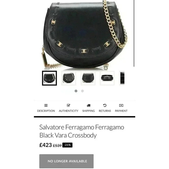 Salvatore Ferragamo Vintage Mini Bag Vera Shoulder Crossbody Saddle Gold Chain - Picture 14 of 16